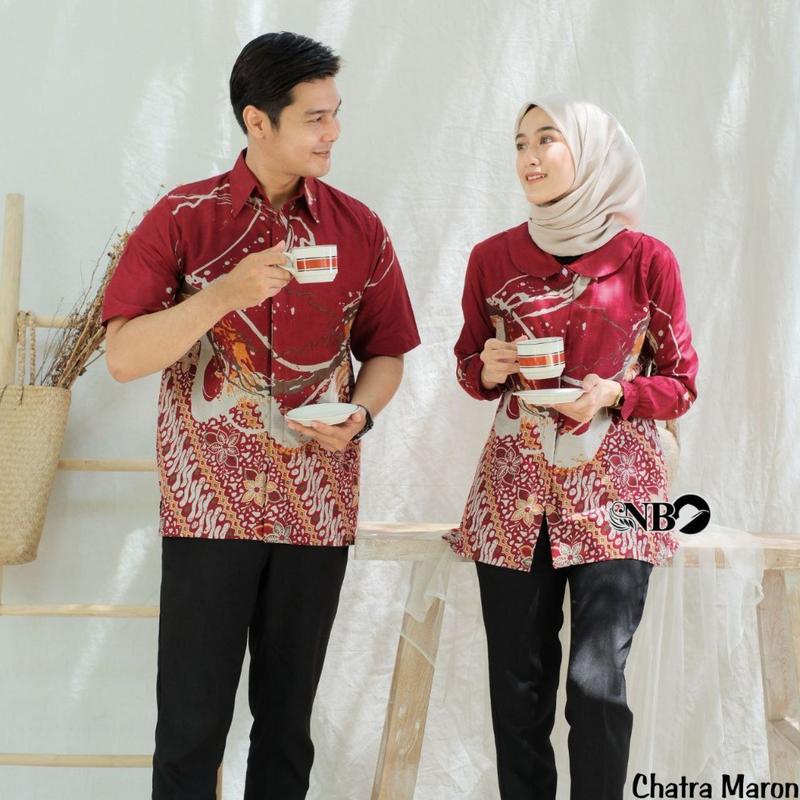 Blouse kantor modern Batik Wanita Lengan Panjang Batik Couple seragam chatra CPN 1