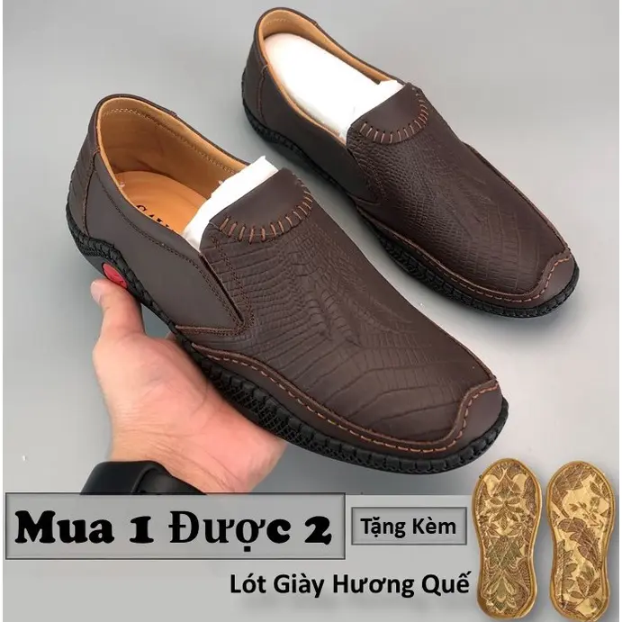 Giày lười nam da bò cao cấp , đế cao su non đi rất mềm và êm chân - giá gốc tại xưởng đế khâu 2 lớp ( da bò nguyên tấm )