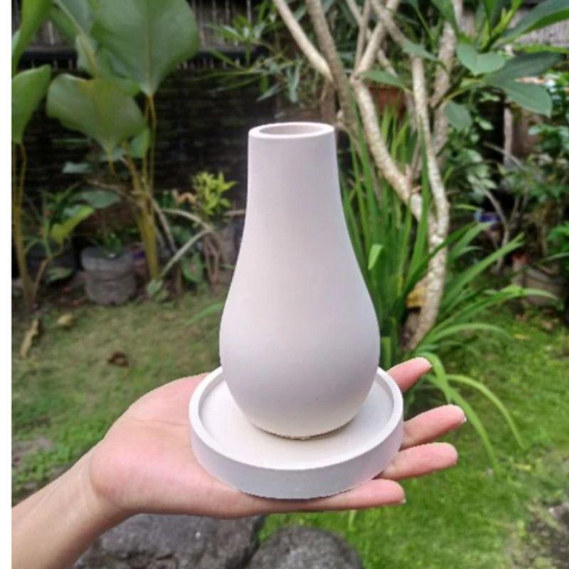 Vas Bunga Klasik Aesthetic / Guci Flower Vase Concrete / Haisan Meja Dekorasi Rumah Estetik 2