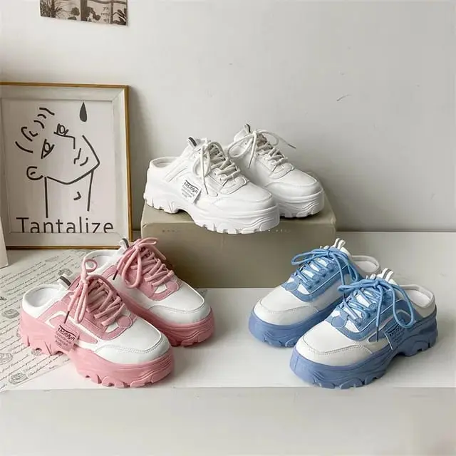 PROMO - SEPATU WANITA SNEAKERS FASHION KOREA SLIP ON TALI SPORT TERBARU 0