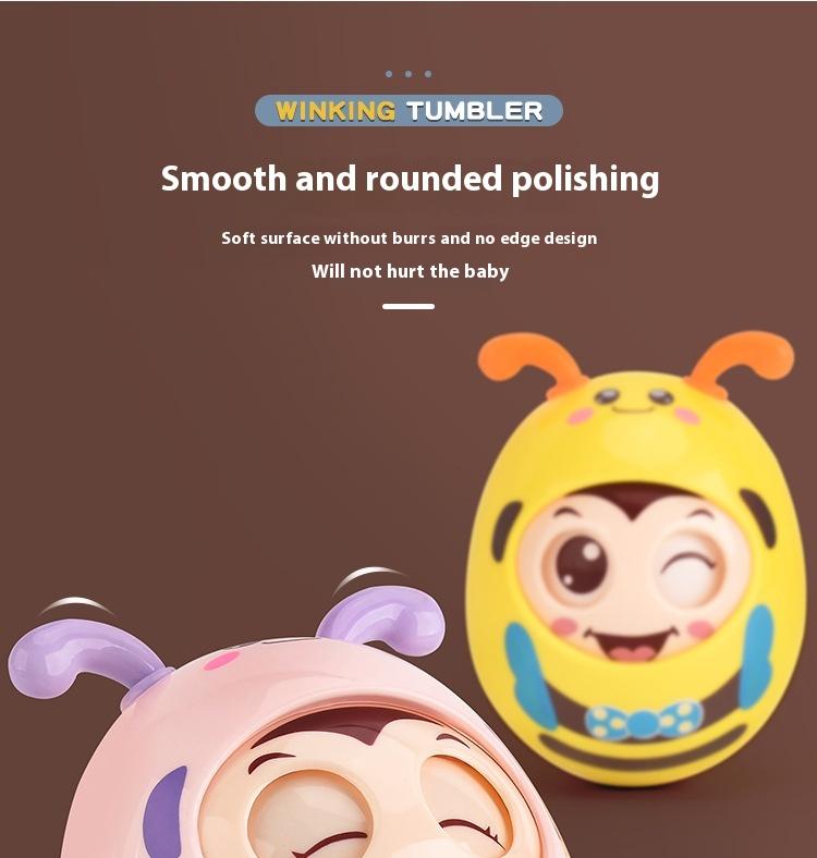 Product Introduction of Children's Nodding Winking Little Bee Roly-Poly Baby Soft Ear Teething Bell Soothing Rattle Roly-Poly 9