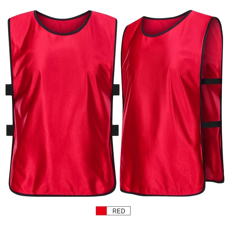 Product Introduction of 12-Pack Adult Sports Training Vests, Crew Neck Polyester Football Team Uniforms, All-Season Knit Fabric Activity Tops with Lace-Up Detail, Regular Fit Solid Color Teamwear 14
