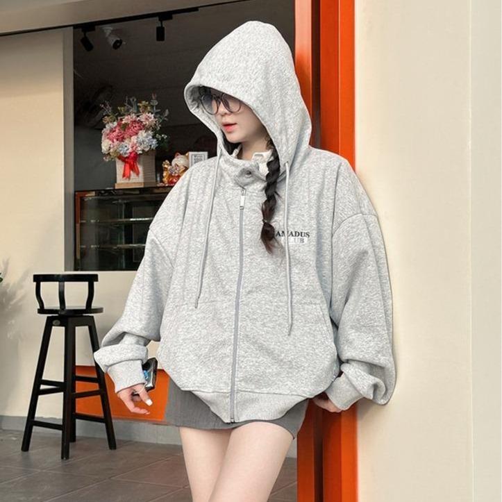 [ Deal Trên Live ] Áo khoác HOODIE ZIP form BOXY nút bấm dập nổi, in kim tuyến, có túi trong UNISEX NAM NỮ - Amadus Club