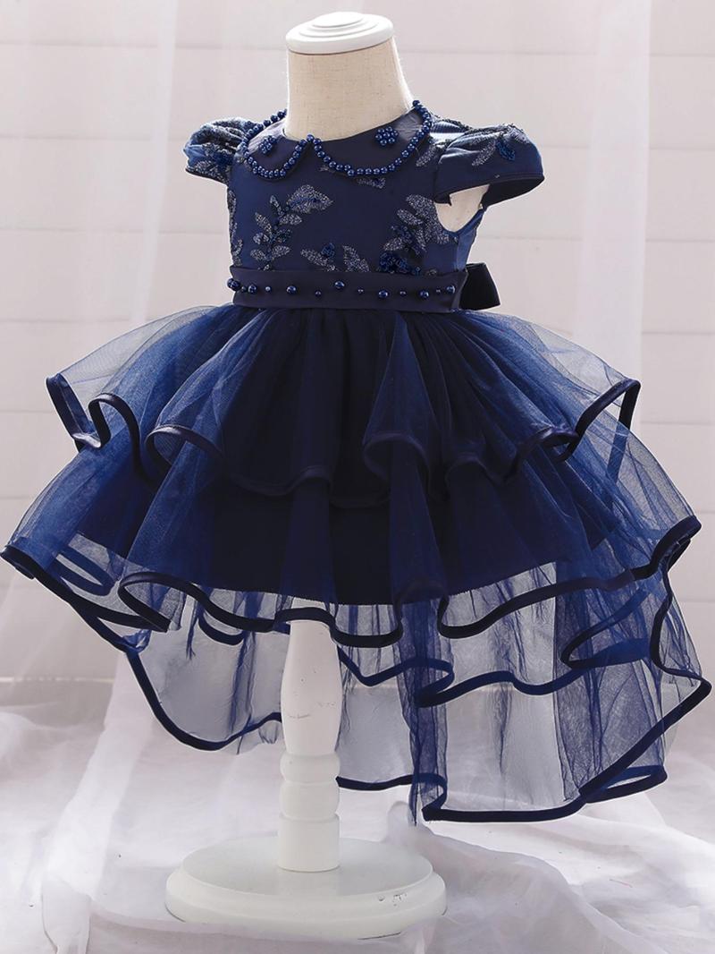 Product Introduction of Baby Girl's Contrast Sequins Puff Sleeve Tulle Dress, Cute Elegant Princess Dress for Party Birthday Festival, Infant Toddler Kids Clothes for All Seasons 3