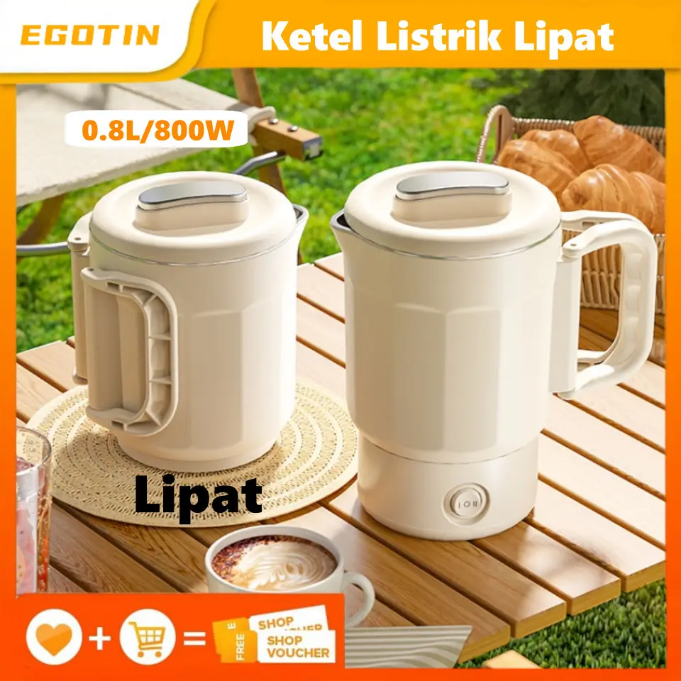 EGOTIN Ketel Listrik Lipat Portable Untuk Perjalanan & Rumah | Multifungsi Bisa Rebus Air Masak Lipat Teko