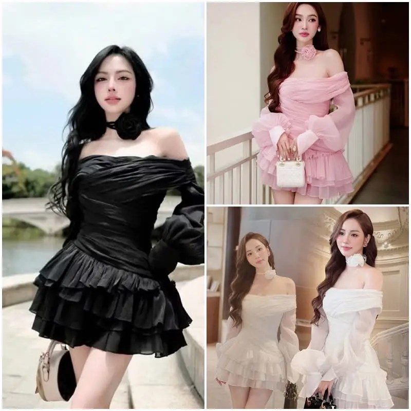 Đầm bẹt vai tiểu thư kèm tag hoa bigsize 55 đến 90 ký