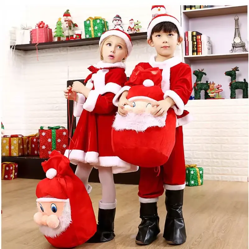 Trang Phục Hóa Trang Giáng Sinh, Cho Trẻ Em Và Trẻ Em, Ông Già Noel, Bộ Trang Phục Giáng Sinh Cho Bé, Váy, Quần, Áo, Mũ, Áo Choàng, Thắt Lưng, Thích Hợp Cho Bé Trai Và Bé Gái 2