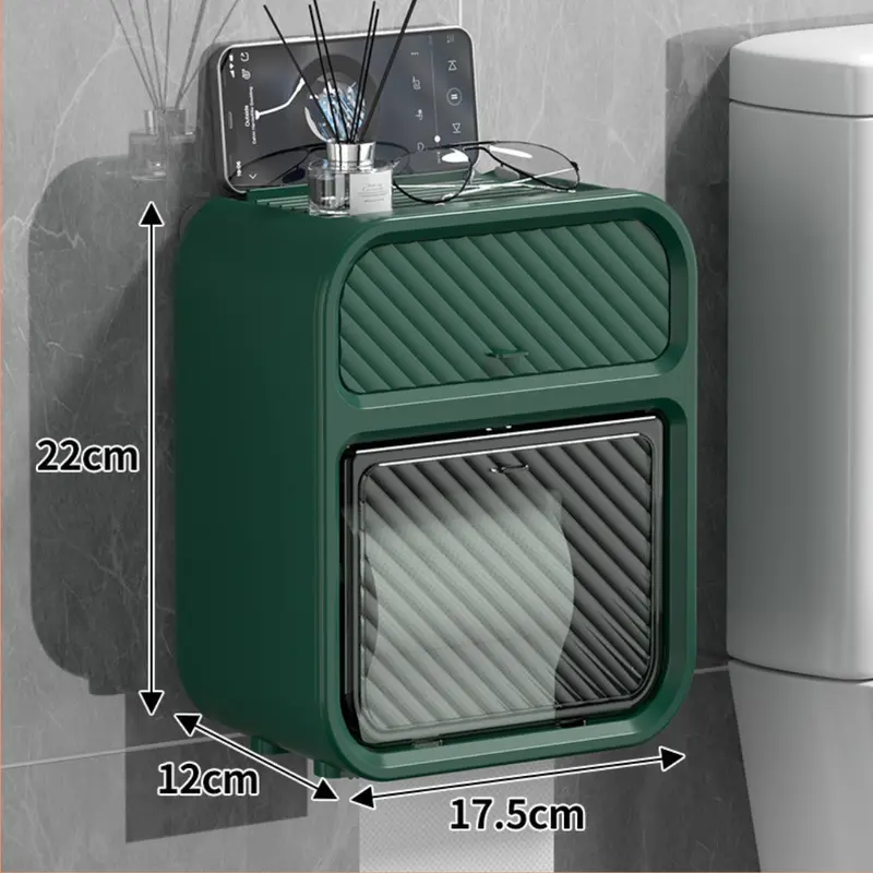 giadunghb Hộp đựng giấy vệ sinh treo tường 2 trong 1, hộp đựng giấy đa năng chất liệu ABS + PP cao cấp chống nước 4