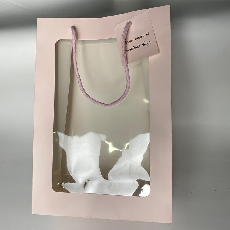  Túi Hộp Giấy Mặt Kính Đựng Bó Hoa Hộp Quà 12x35 cm 