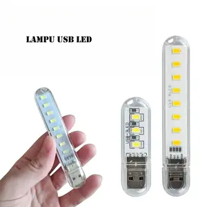 Lampu USB Portable Mini Stik 3 8 24 LED Strip Colok Lamp Baca Darurat Plastik White Panjang LED Smd 5730 Warm Cool White 5V Aluminium Plastik