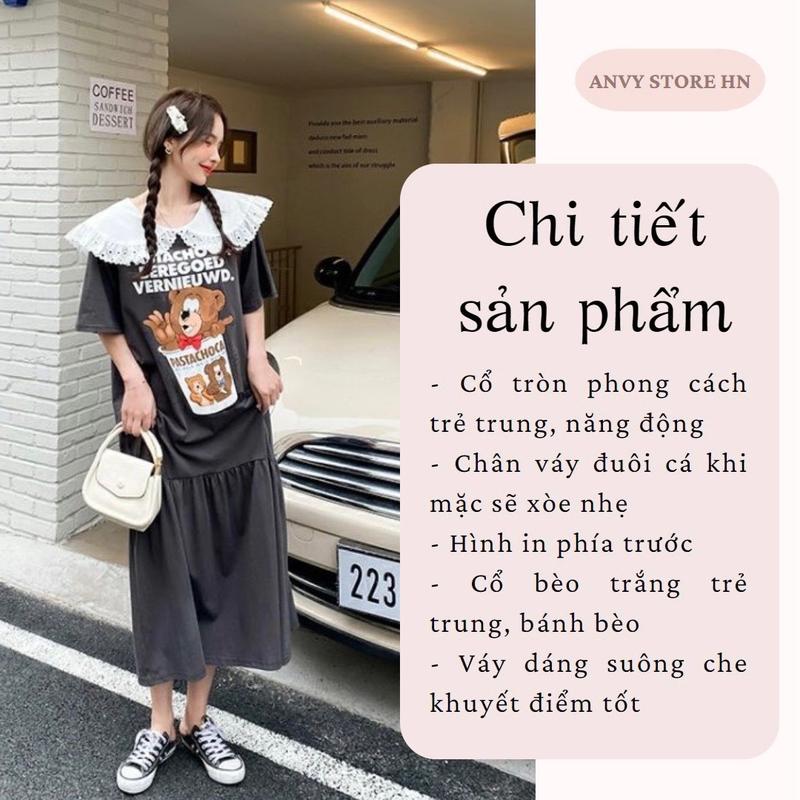 Váy suông xám đuôi cá phối cổ bèo trắng điệu đà QC giá tốt nhất Nữ Nữ Women Voi 1