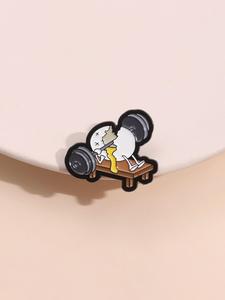 Broche de Diseño de Huevo de Dibujos Animados y Mancuerna, Insignia Linda para Enthusiastas del Fitness, Decoración para Gorra y Mochila, Accesorios de Moda para Hombres y Mujeres
