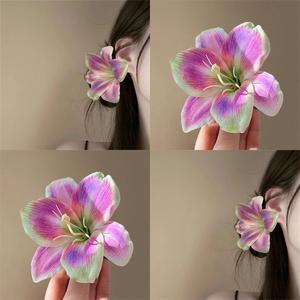 Barret Lily Simulasi Suasana, Originalclawcligirl, Bunga Peri dan Elegan, Klip Duckbill, Perhiasan Rambut Fotografi Percutian Tepi Laut, Jepit Rambut Sisi Pins Clips jepit  rambut  bu  putri