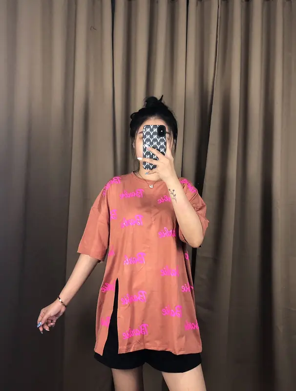 Kaos Oversize Barbie Baju Wanita Atasan Slit 4