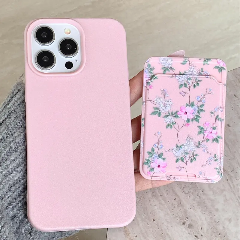 Flower Pattern Phone Case with Card Holder, 2 Counts/set Phone Protective Cover, Phone Accessories Compatible with iPhone 11 12 13 14 15 Pro Max 0