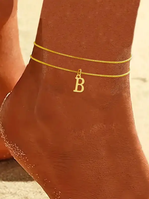 Letter  Design Anklet for Women & Girls, Fashion Jewelry for Party, Daily Clothing Decor, Trendy All-match & Exquisite Jewelry for Birthday Gift 6