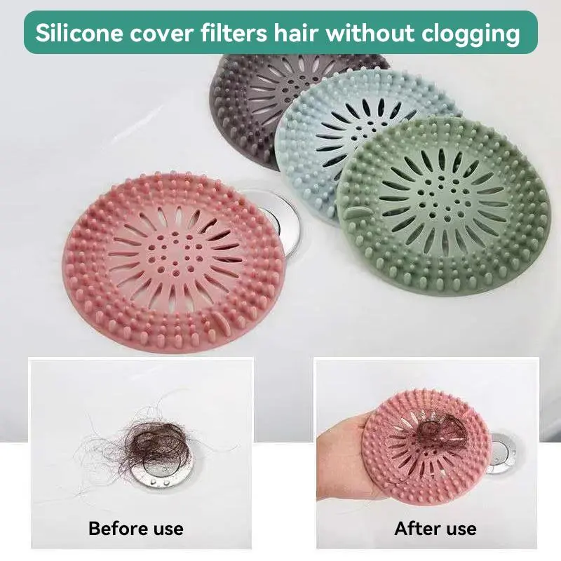 Toilet Sewer Hair Filter Kitchen Sink Wash Basin Deodorant Blocking Silicone Hair Drain Cover