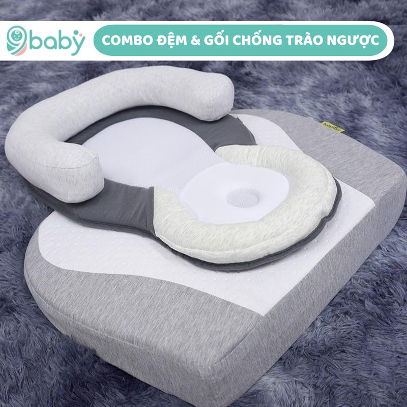 Combo gối chống trào ngược babymoov + đệm ngủ đúng tư thế jjovce