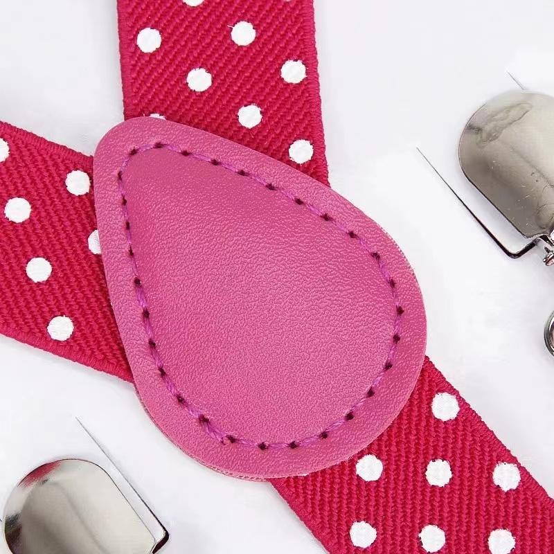 10208Polka Dot Colorful 3 Clips Children Suspenders Baby Boys Girls  Clip-on Y-Shape Braces Elastic Kids Adjustable 2