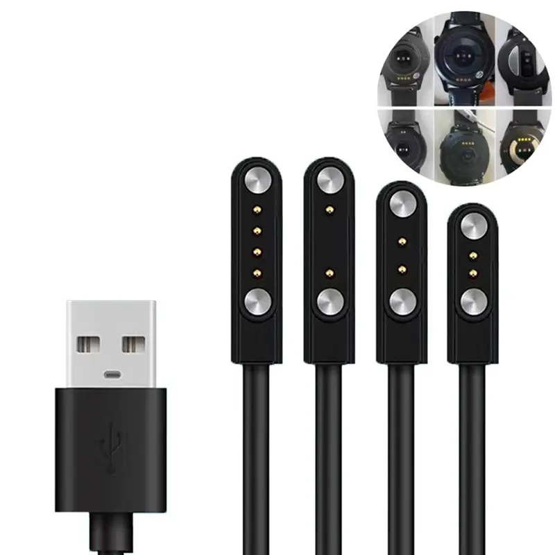 Universal Smart Watch Charger Cord Magnetic Charging Cable 2 Pin 4 Pin USB Charger For Smart Watch 7.62mm 2.54mm 4mm Charging Cable