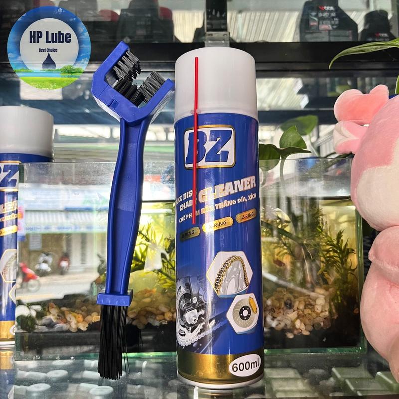 Chai Rửa Sên BZ 600ml Kèm Bàn Chải - Chai xịt vệ sinh sên xe 2 bánh chuyên dụng