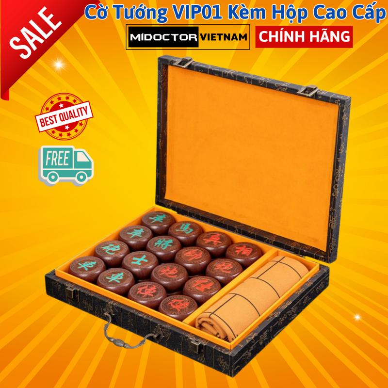 Bộ Cờ Tướng Gỗ Sồi Quân Cờ 4.8cm VIP01 + Bàn Cờ Vải Da Lộn + Hộp Đựng Quà Tặng Cao Cấp - Hãng miDoctor