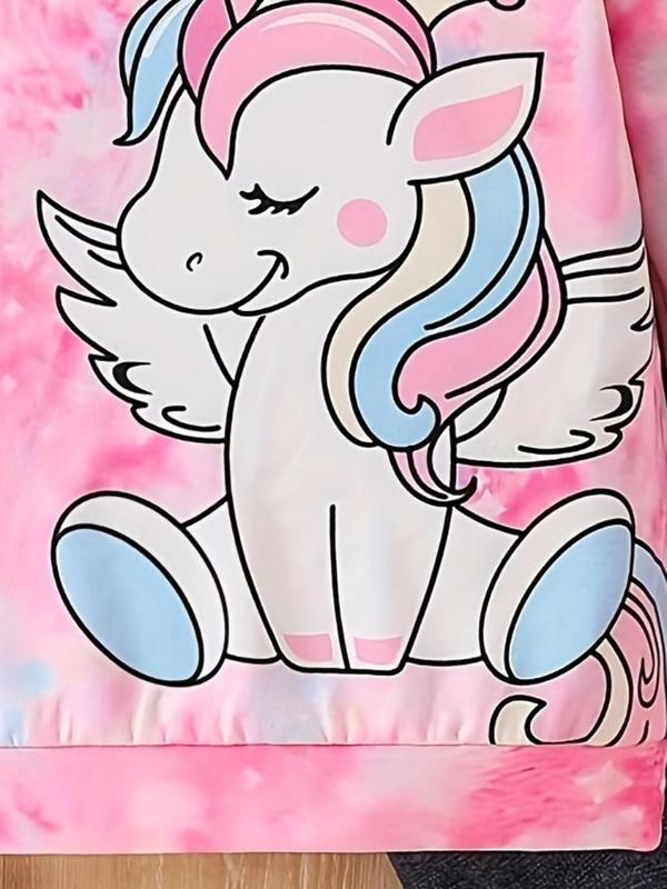 Girl's Unicorn Print Hoodie, Cute Long Sleeve Hooded Pullover for Spring & Fall, Kids Clothes for Daily Wear 3