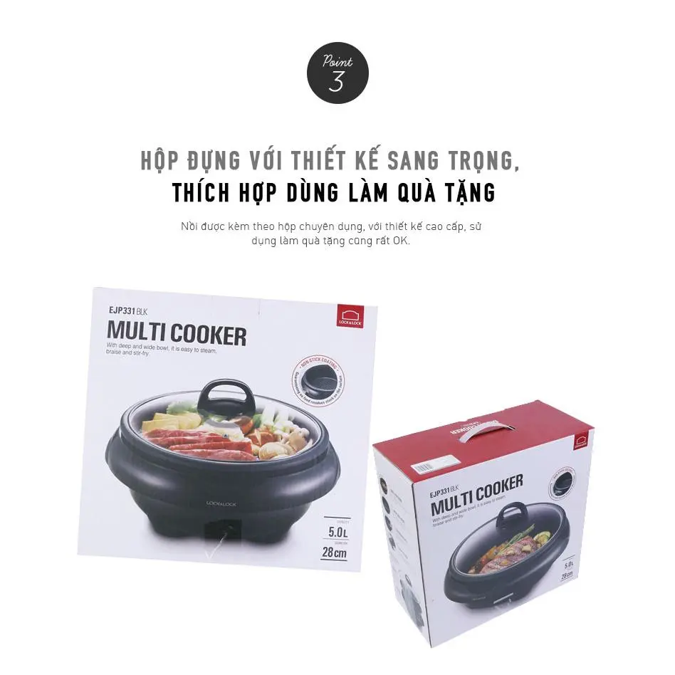 NỒI LẨU ĐIỆN ĐA NĂNG LOCK giá tốt Nồi Lẩu Điện Lock&Lock EJP331BLK - LOCKNLOCK VIỆT NAM Nồi Lẩu điện đa Năng 5 Lít Lock &lock Giá Tốt Nồi lẩu điện Lock&Lock EJP331BLK 5L