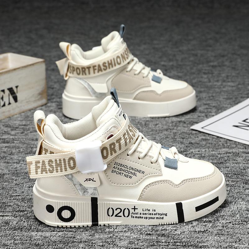 Children's Running Shoes Outdoor Leather Surface Fashionable Shoes Casual High Top Comfortable Board Shoes for Kids 8