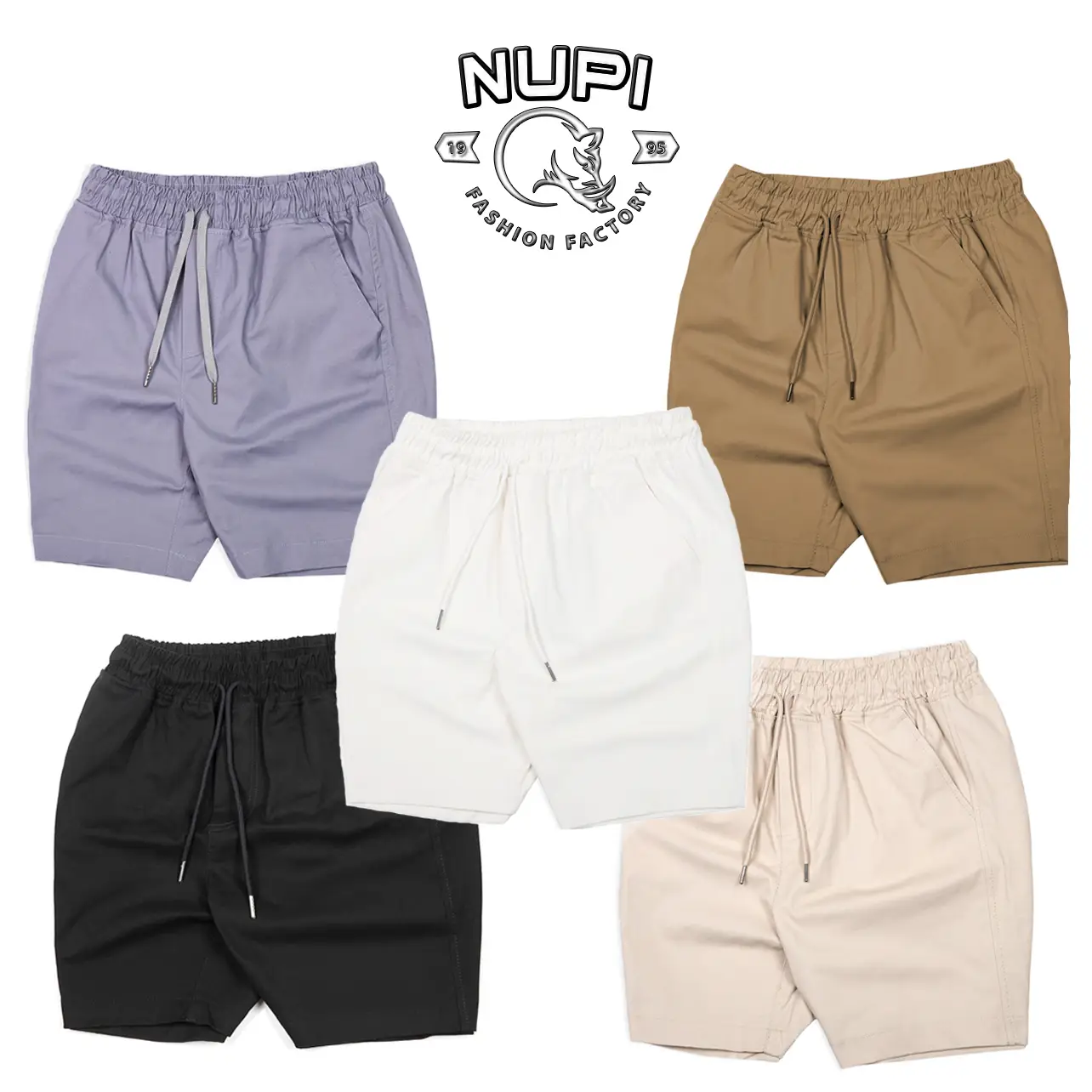 NUPI Quần Short Nam QS02 Vải Kaki Cotton Dày, Co Giãn Form Trên Gối, Có Túi Tiện Lợi, Phong Cách Menswear