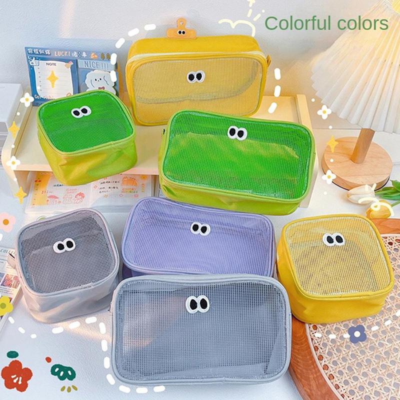 Product Introduction of Túi Đựng Mỹ Phẩm Lưới Trong Suốt, Màu Pastel Mới, Thiết Kế Mắt To Dễ Thương, Hộp Đựng Đồ Trang Điểm, Túi Trang Điểm Kawaii, Hộp Đựng Đồ Trang Điểm Cầm Tay, Túi Đựng Đồ Vệ Sinh Cá Nhân Nam Tim Bag Kem Da 28