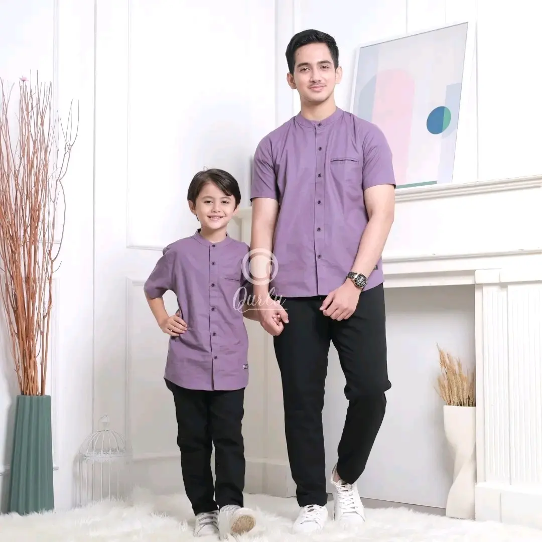 Qurlu - Kemeja Koko Dewasa/Anak warna LAVENDER (baju couple ayah dan anak laki-laki) Baju Koko Pria