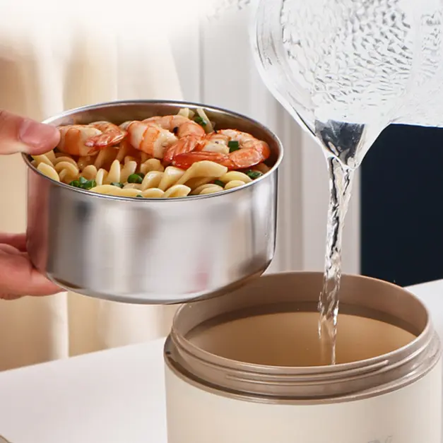 HALU Kotak Makan Bento Portabel Anti Tumpah Tahan Panas Stainless Lunch Box Rice Tempat makan Bulat Tempat Bekal Makan Container Sealed Food HMB106 5