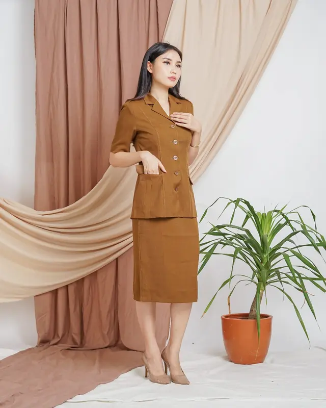 Seragam Pemda Aceh lengan pendek ASN jas Guru Pemda Aceh Kantong Dada Rok Pendek Kode 6605 1