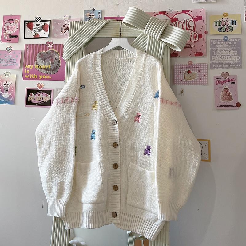 ÁO CARDIGAN GẤU TRẮNG SẮC MÀU / GẤU ĐEN SẮC MÀU