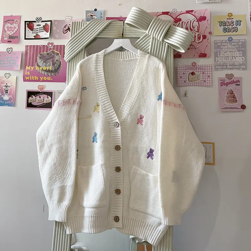 ÁO CARDIGAN GẤU TRẮNG SẮC MÀU / GẤU ĐEN SẮC MÀU 0