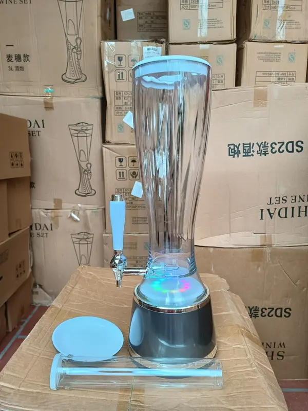 Tháp Bia (Bình đựng cocktail) 3 lít HC Đèn Led Sạc Pin Tự động chuyển màu mẫu mới nhất 2023 3