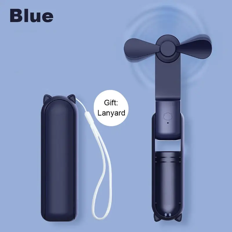 Portable Fan Super Mini Handheld Fan USB Rechargeable Fan Foldable Hand Held Small Pocket Fan with 2000mAh Power Bank 3 Gears 8