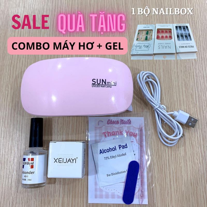 (TẶNG 1 BỘ NAILBOX_Deal Độc Quyền) COMBO Máy Hơ Sun Mini Kèm Gel Làm Nail Tại Nhà Hơ Màu Thạch Và Tặng Nước Tháo Móng Kèm Phụ Kiện Choco Nails Máy Hơ Gel mong  gia