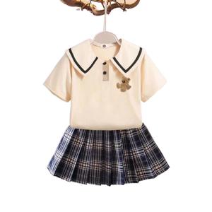 ชุดสูทแฟชั่นฤดูร้อนสำหรับเด็กผู้หญิง กระโปรง Jk สไตล์ตะวันตก กระโปรงสองชิ้น เหมาะสำหรับเด็กผู้หญิงอายุ 3-6 ปี สไตล์กระโหลก เสื้อผ้าหน้าร้อน