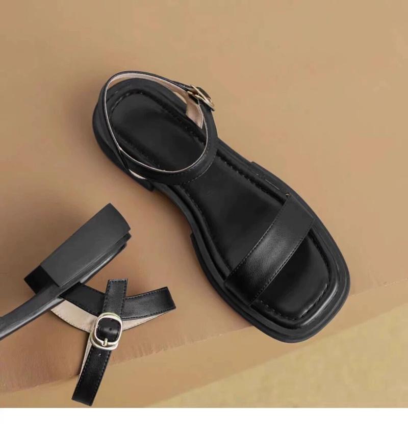 Product Introduction of Soft bottom low heel real leather flat bottom Roman style sandals for Women large size slip-on summer shoes comfortable 16