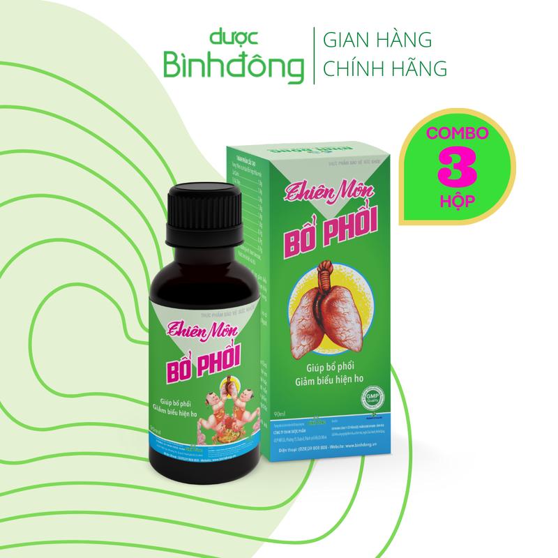 Combo 3 chai Thiên Môn Bổ Phổi Dược Bình Đông Chai 90ml dành cho Trẻ em – Giảm ho, Bổ phổi