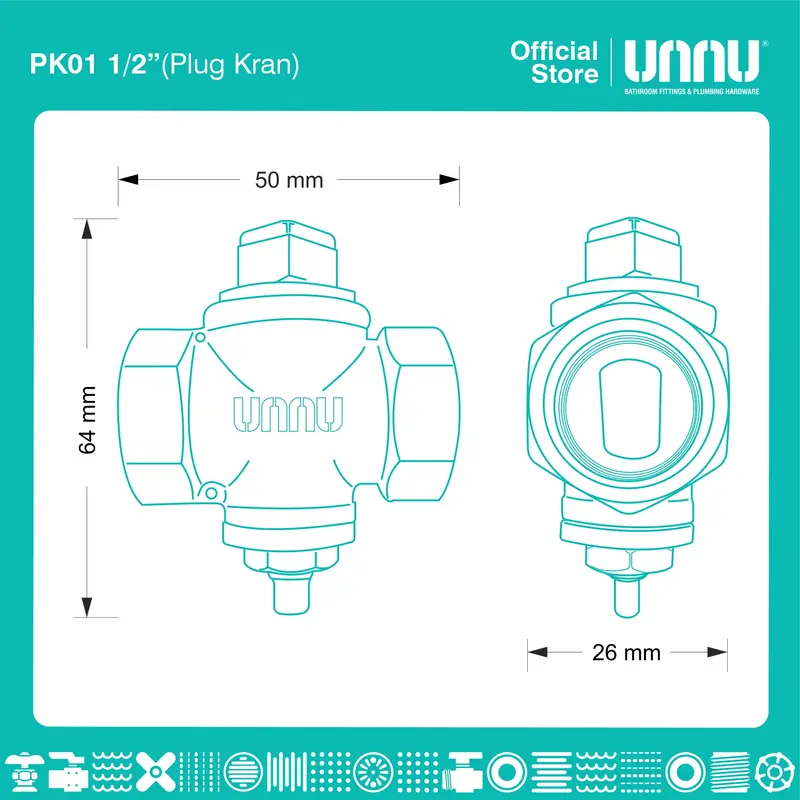 UNNU Plug Kran - PK01 1/2" 3