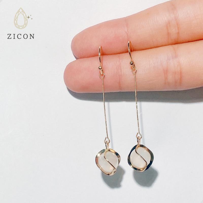 [Mã D21] Bông Tai Dáng Thả Ngọc Lớn, Dáng dài đính đá opal _ KP22 2