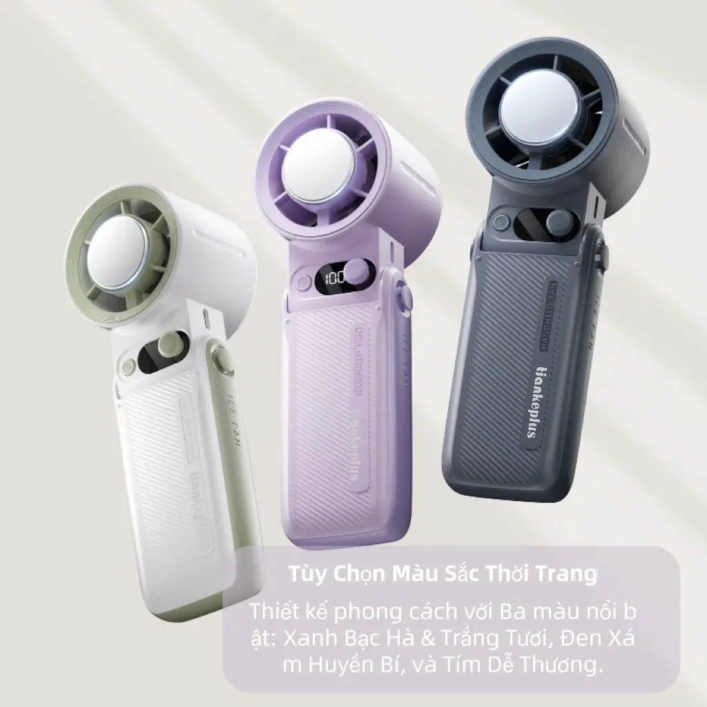 Quạt điện Cầm Tay Pin 10.000mAh, Chức Năng Lạnh, Gió Mạnh, Gấp Gọn Tiện Lợi, Bảo Hành 12 Tháng Quạt Điều Hòa Mini