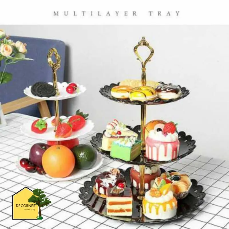 Kitstorm Piring Saji 3 Susun Untuk Kue Cupcake Display Plate Stand Piring Saji Pesta Buah 1