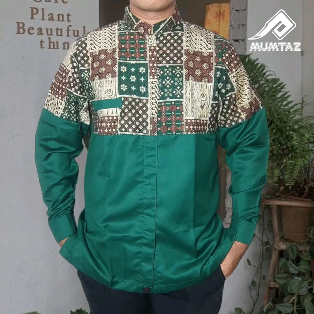 Kemeja Koko Lengan Panjang Mumtaz Atasan Baju Koko Batik Muslim Pria Nyaman Motif Katun