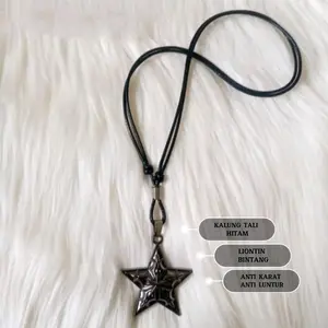KALUNG TALI HITAM PRIA WANITA Perempuan Laki-laki Elegan Hadiah Kulit Liontin Jewellery