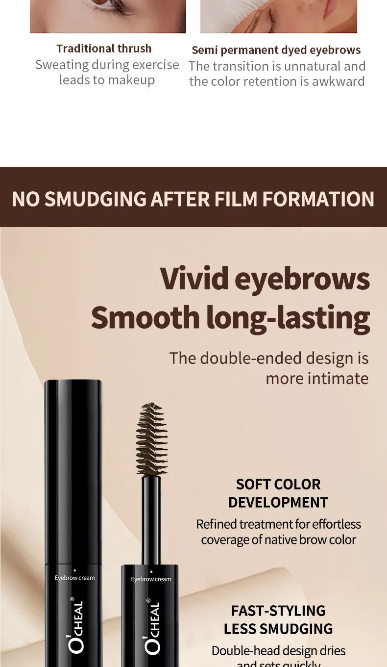 Product Introduction of Double-Headed Dyed Eyebrow Long-Lasting Setting Liquid Not Smudge Waterproof and Sweat-Proof Eyebrow Cream Makeup Cosmetic 2