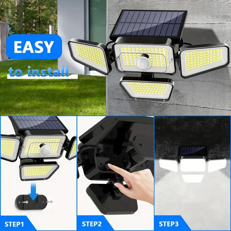 Solar Powered Outdoor Wall Light, 270LED Waterproof Solar Light with 3 Lighting Modes, Outdoor Garden Light with Move Sensor, Outdoor Lighting for Garden Patio Yard 4